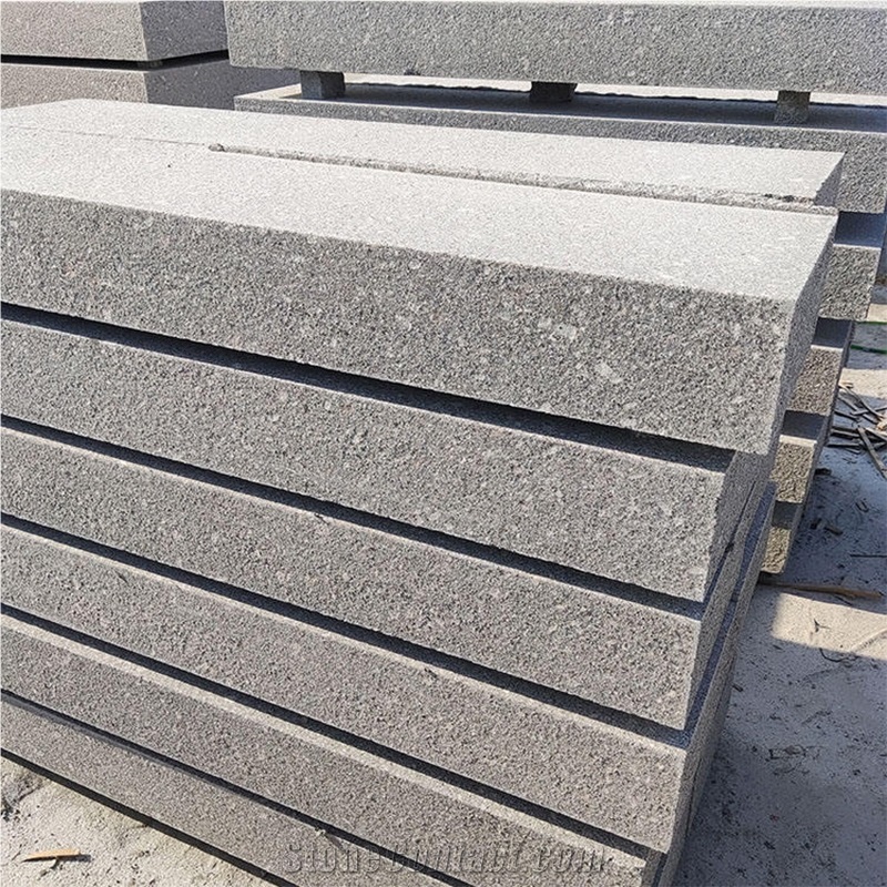 Dark Grey Granite Rough Stone Block Deck Steps