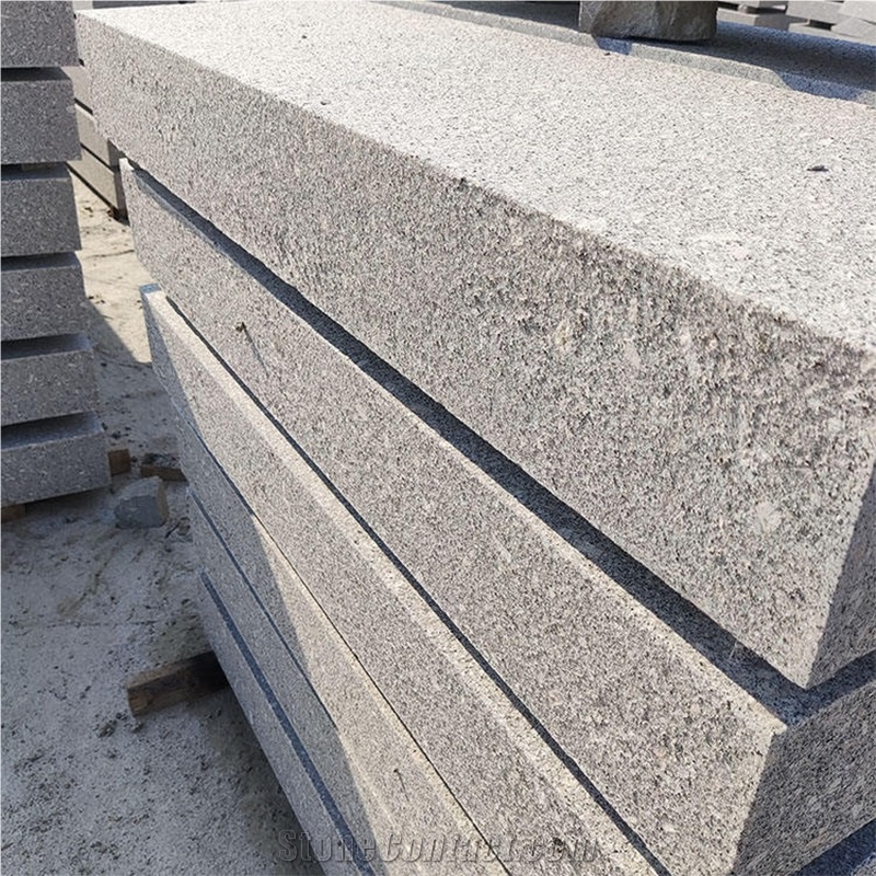 Dark Grey Granite Rough Stone Block Deck Steps