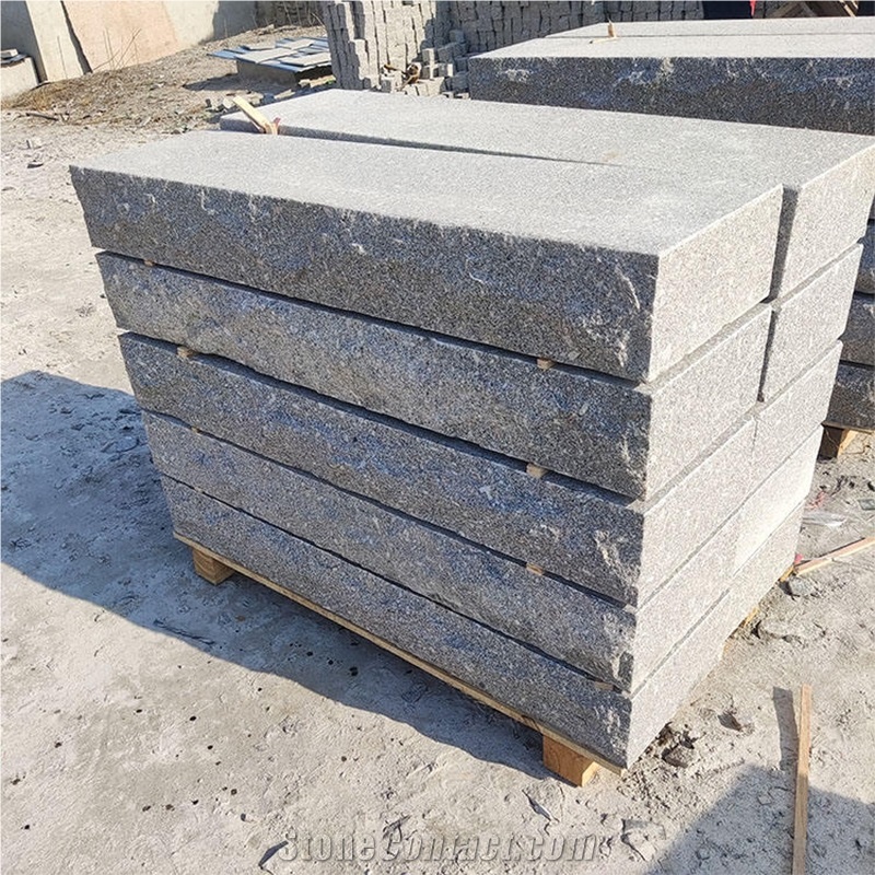 Dark Grey Granite Rough Stone Block Deck Steps