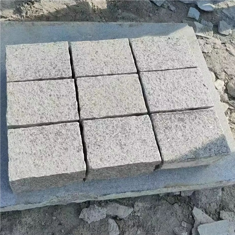 Grey Granite Split Face Cube Stone, Cobble Stone, Walkway Paving Stone