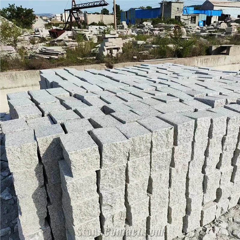 Grey Granite Split Face Cube Stone, Cobble Stone, Walkway Paving Stone