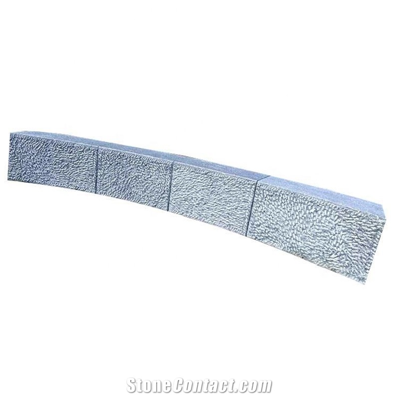 Handcrafted Outdoor Curving Grey Granite Park Bench Stone