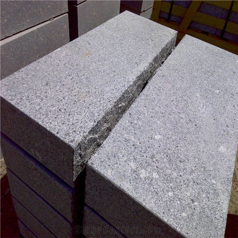 Medium Grey G602 Granite Stone Steps With One Edge Split