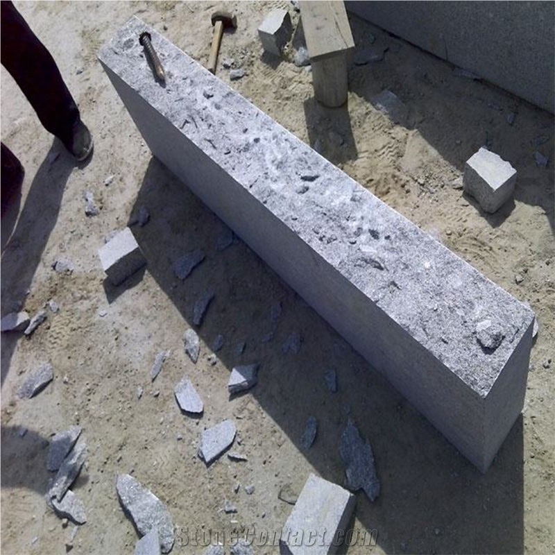 Medium Grey G602 Granite Stone Steps With One Edge Split