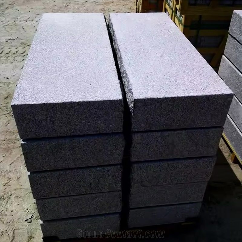 Medium Grey G602 Granite Stone Steps With One Edge Split