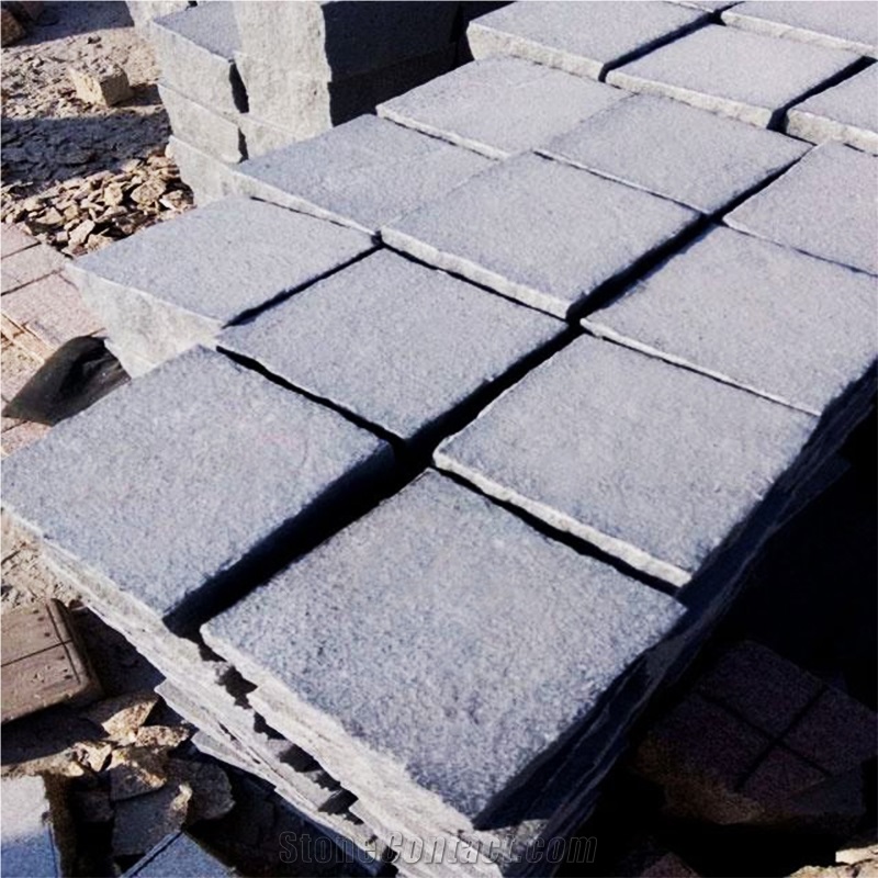 Natural Mongolia Black G370 Granite Pavers, Cubes