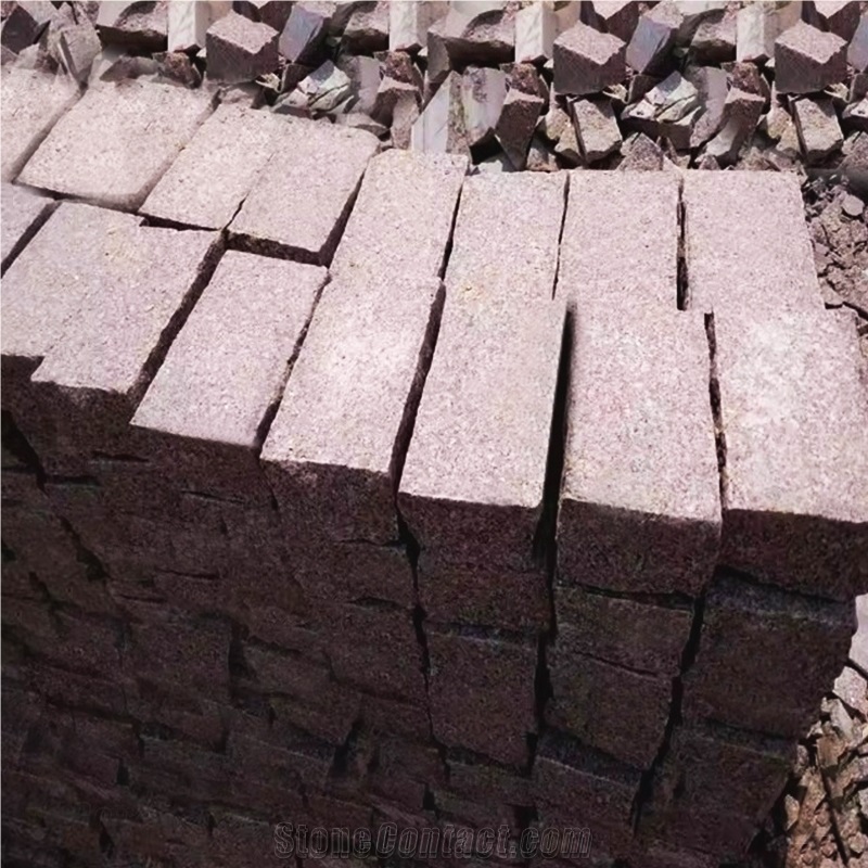 Rough Surface Red Multicolor Cobble Stone For Parking Area
