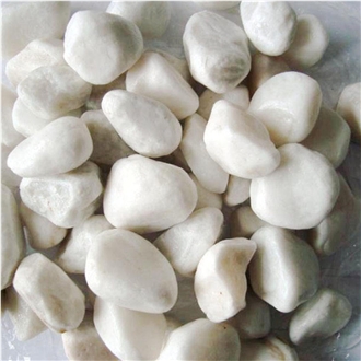 White Natural Stone Marble Tumbled Pebbles For Landscapping