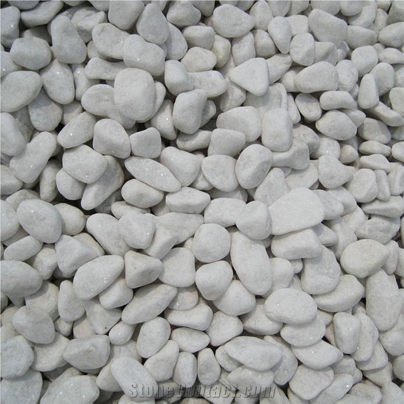 White Natural Stone Marble Tumbled Pebbles For Landscapping