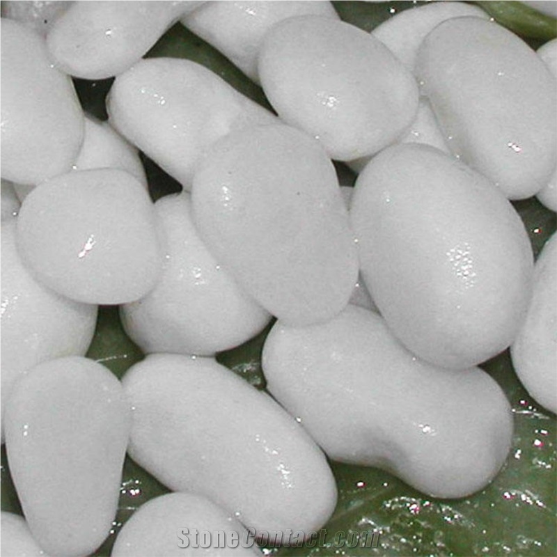 White Natural Stone Marble Tumbled Pebbles For Landscapping