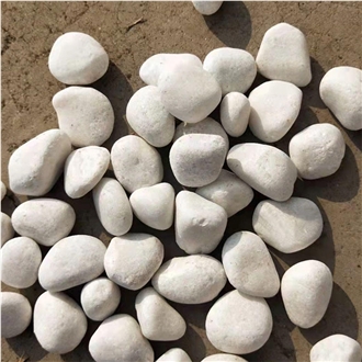 White Natural Stone Marble Tumbled Pebbles For Landscapping
