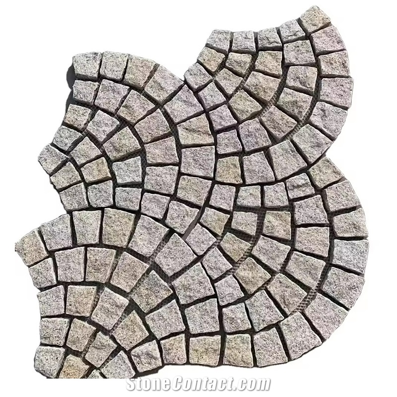 Wholesale Mesh Fan Shape Cobblestone Pavers For Sidewalk