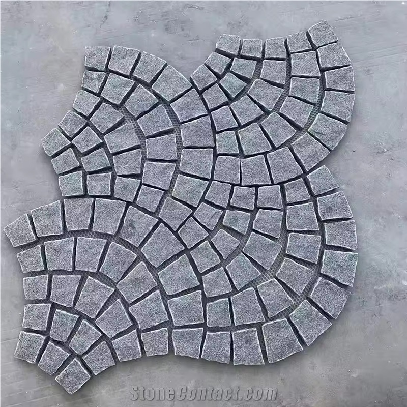Wholesale Mesh Fan Shape Cobblestone Pavers For Sidewalk