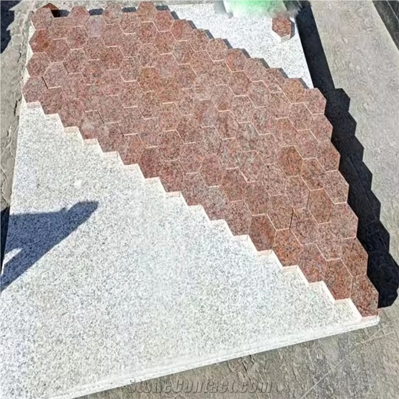 Wholesale Pot Garden Octagonal Paver Red Granite Cobblestone