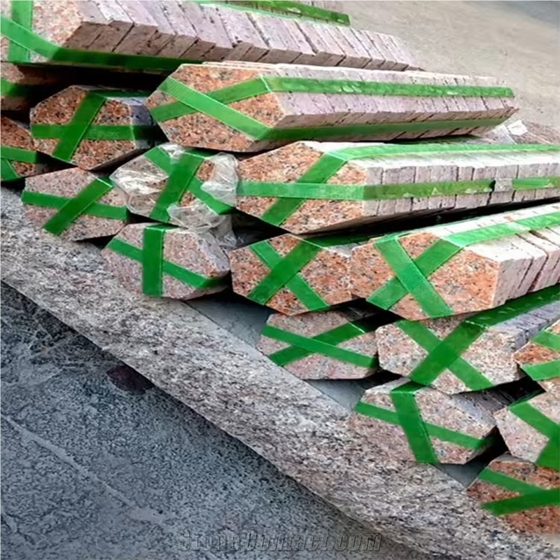 Wholesale Pot Garden Octagonal Paver Red Granite Cobblestone