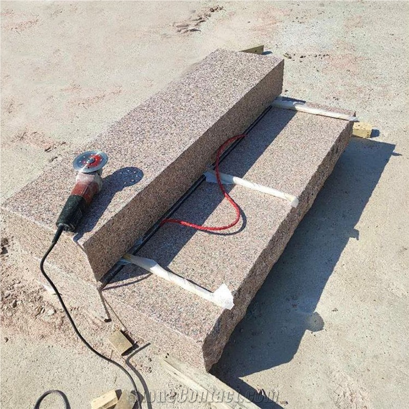 Wholesale Red Granite G386-8 Flamed Rough Edge Stone Steps