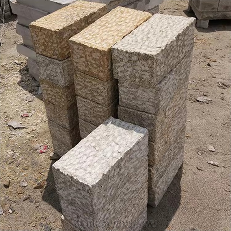 Yellow Granite Stone Split Surface Luxury Patio Cubes