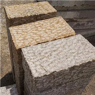 Yellow Granite Stone Split Surface Luxury Patio Cubes