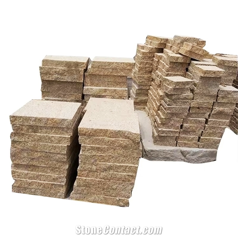 Yellow Granite Stone Split Surface Luxury Patio Cubes