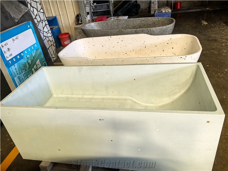 High Quality Terrazzo Bathroom Oval Bathtub