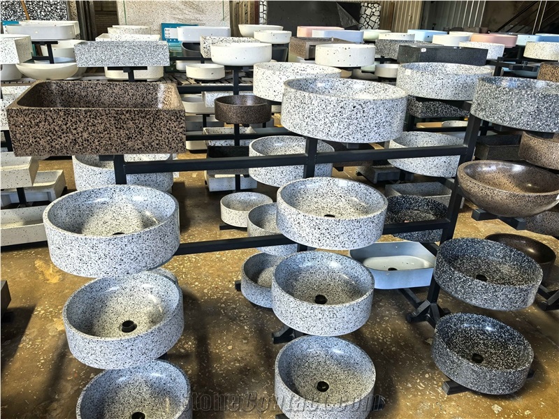 Round And Rectangle Terrazzo Wash Basins