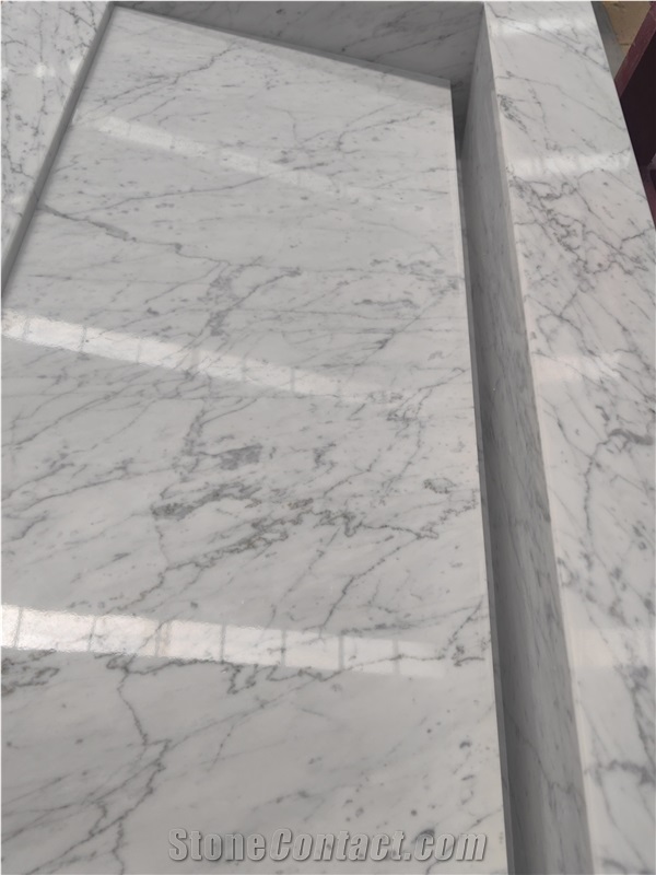 Natural Carrara White Marble Bathroom Custom Sink