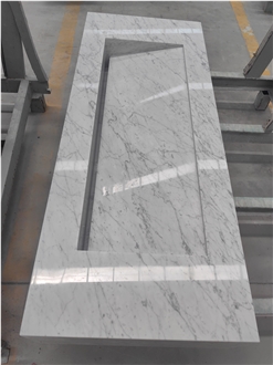 Natural Carrara White Marble Bathroom Custom Sink