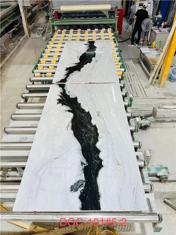 YDSTONE Natural Black Vein Panda White Marble Slabs