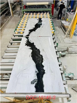 YDSTONE Natural Black Vein Panda White Marble Slabs