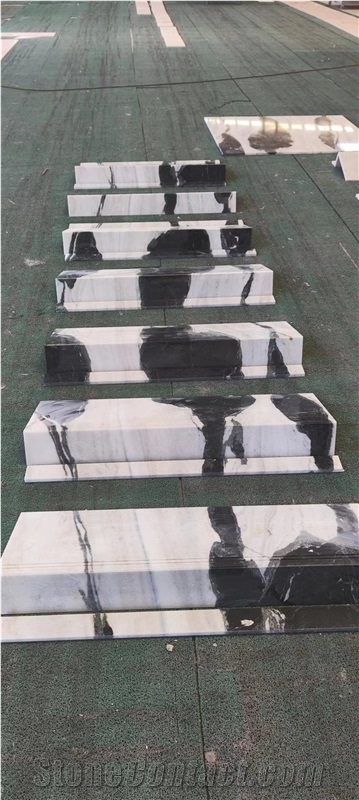 YDSTONE Natural Black Vein Panda White Marble Slabs