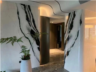 YDSTONE Natural Black Vein Panda White Marble Slabs