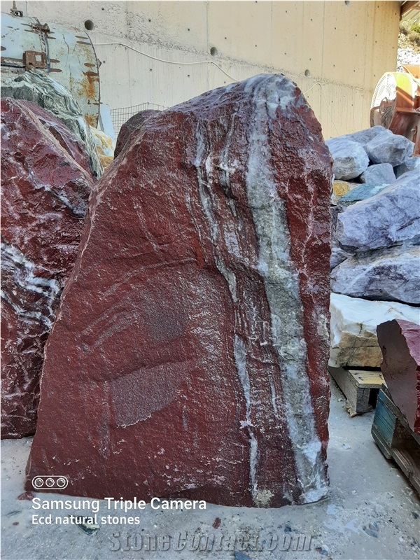 Aegean Bordeaux Marble Rock Gravestone