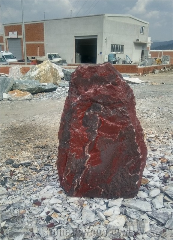 Aegean Bordeaux Marble Rock Gravestone