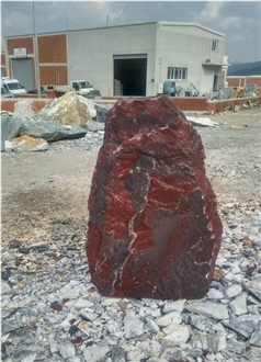 Aegean Bordeaux Marble Rock Gravestone