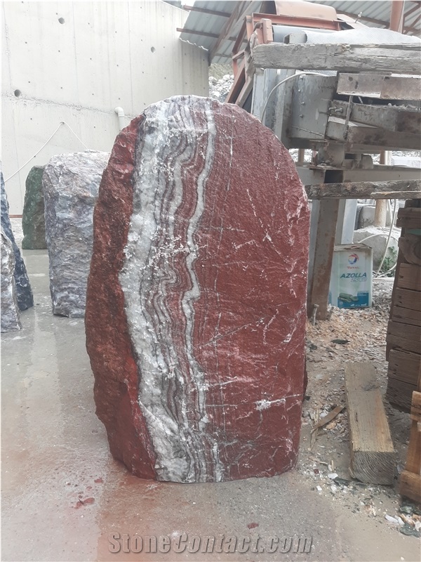 Aegean Bordeaux Marble Rock Gravestone