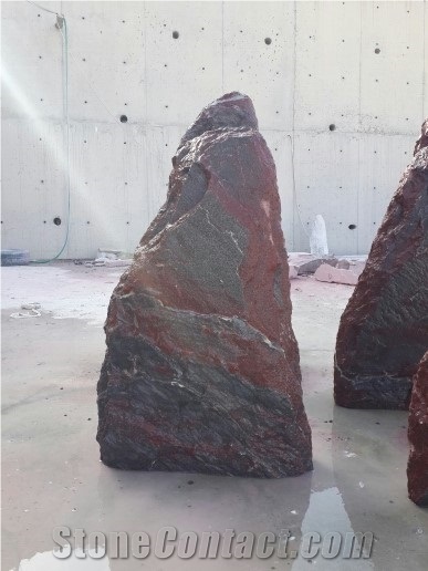 Aegean Bordeaux Marble Rock Gravestone