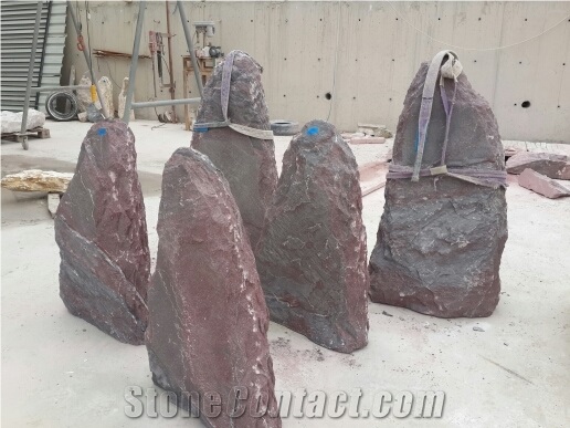 Aegean Bordeaux Marble Rock Gravestone