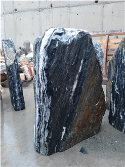 Black Angel Stone Boulder Headstone