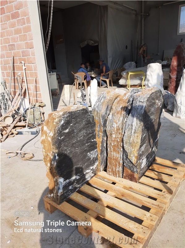 Black Angel Stone Boulder Headstone