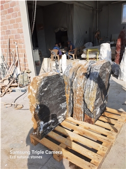 Black Angel Stone Boulder Headstone