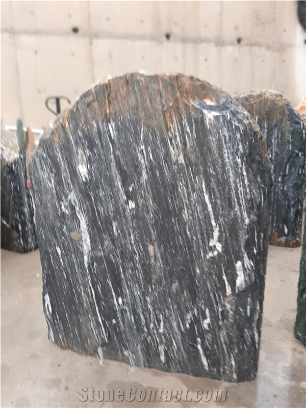Black Angel Stone Boulder Headstone