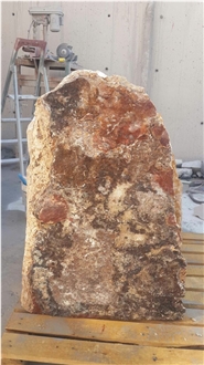 Gold Finch Travertine Boulder Headstone