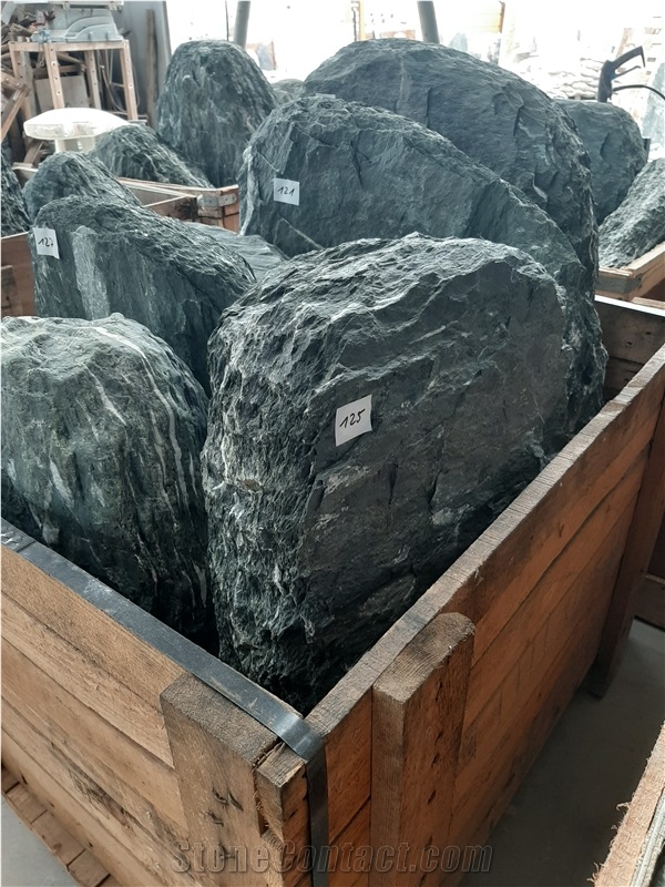 Green Candy Marble Rock Headstone