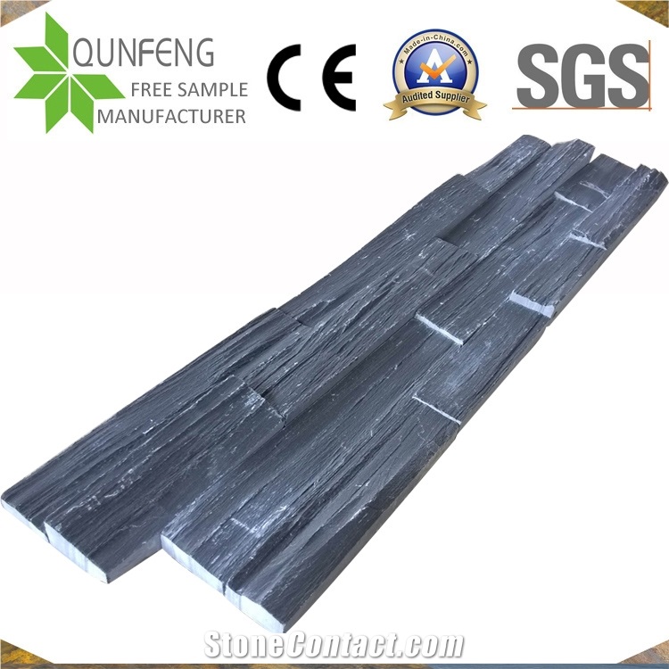 China Black Split Stone Wall Cladding Z Slate Ledger Panels