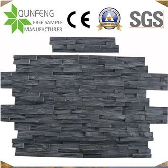 China Black Split Stone Wall Cladding Z Slate Ledger Panels