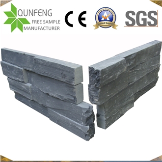 China Black Split Stone Wall Cladding Z Slate Ledger Panels