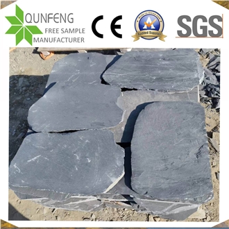 China Natural Black Random Stone Slate Courtyard Road Pavers