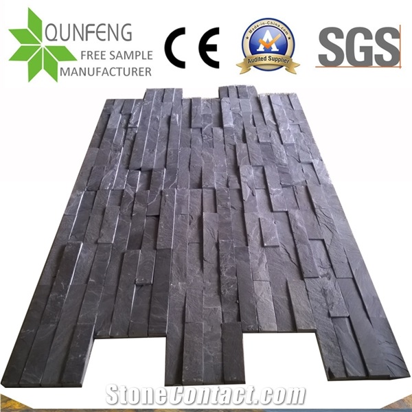 China Natural Split Face Black Slate Wall Cladding Panels