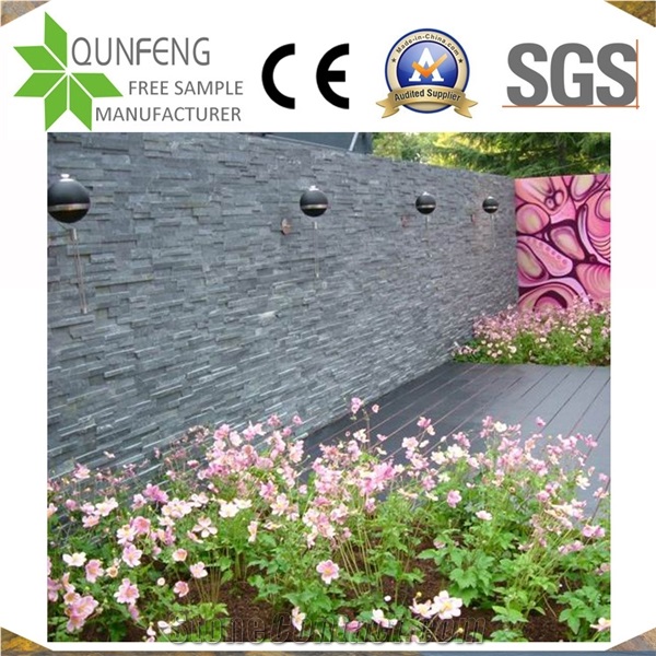 China Natural Split Face Black Slate Wall Cladding Panels