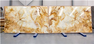 Golden Cloud Onyx In Slabs 2 Cm And Polished